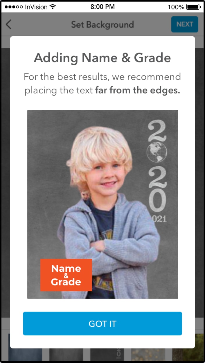 Package selection screens for Picture Day Snaps @Home