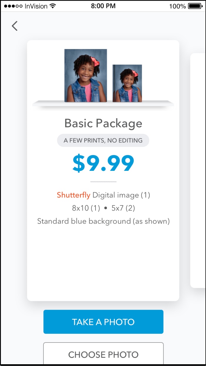 Snaps @Home landing screens in the Shutterfly app